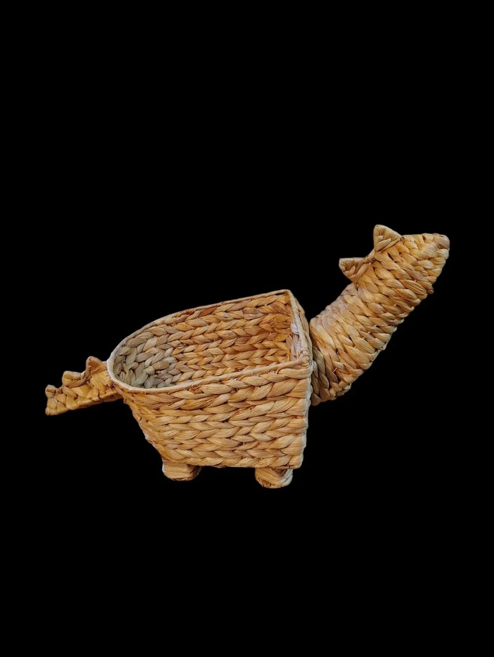 Dinosaur Rattan Wicker Plant Fruit Storage Decorative Planter